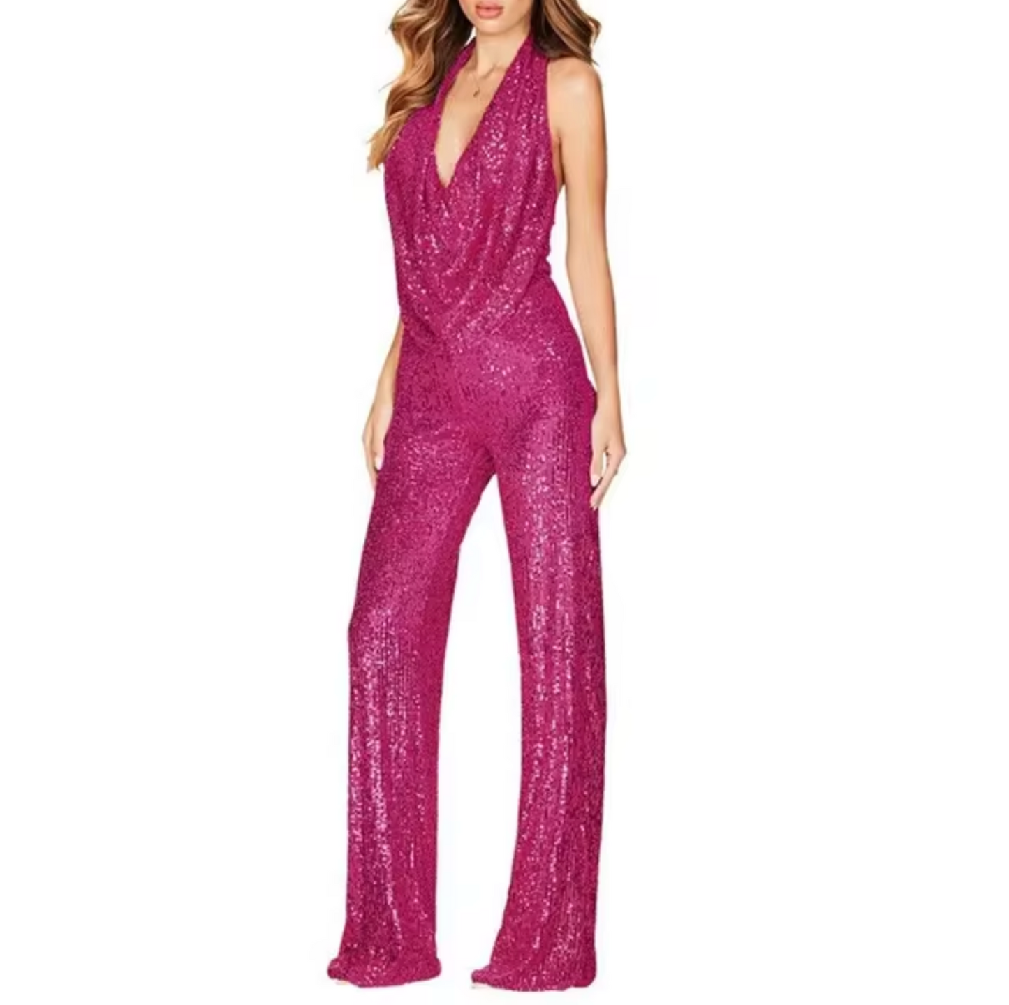 Vicki – Neckholder-Jumpsuit mit Pailletten