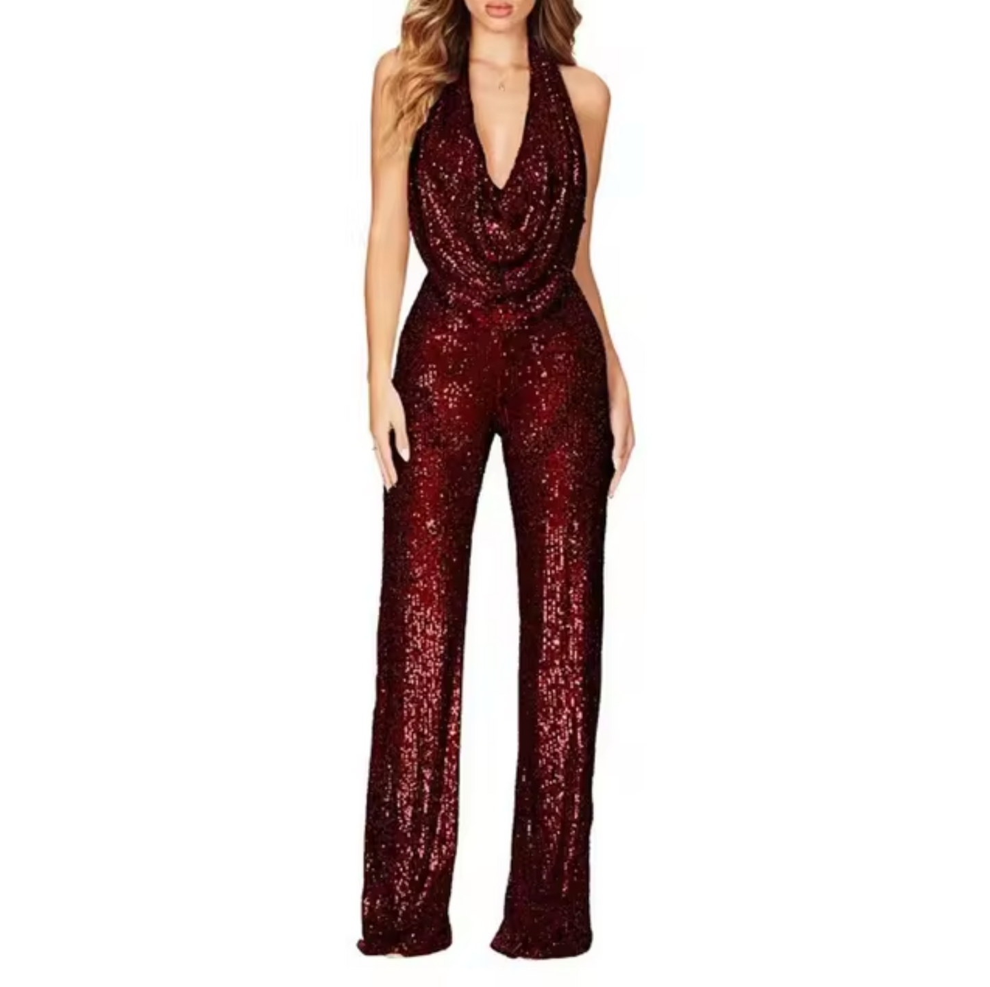 Vicki – Neckholder-Jumpsuit mit Pailletten