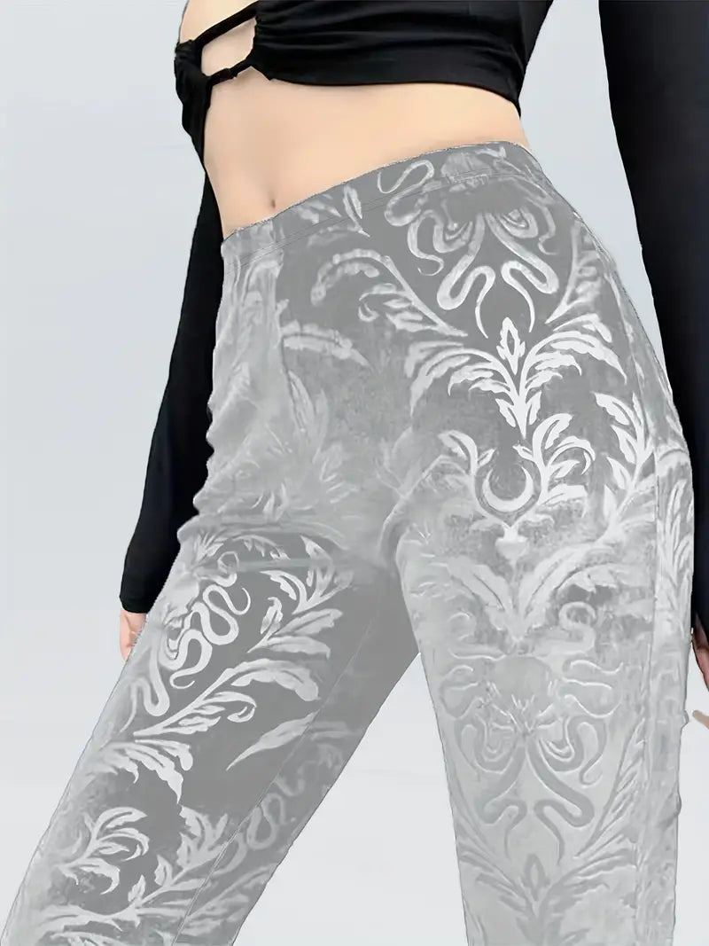 Lynna – Hose mit hoher Taille und Gothic-Print