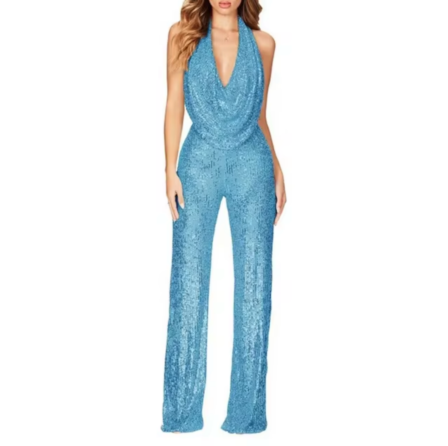 Vicki – Neckholder-Jumpsuit mit Pailletten