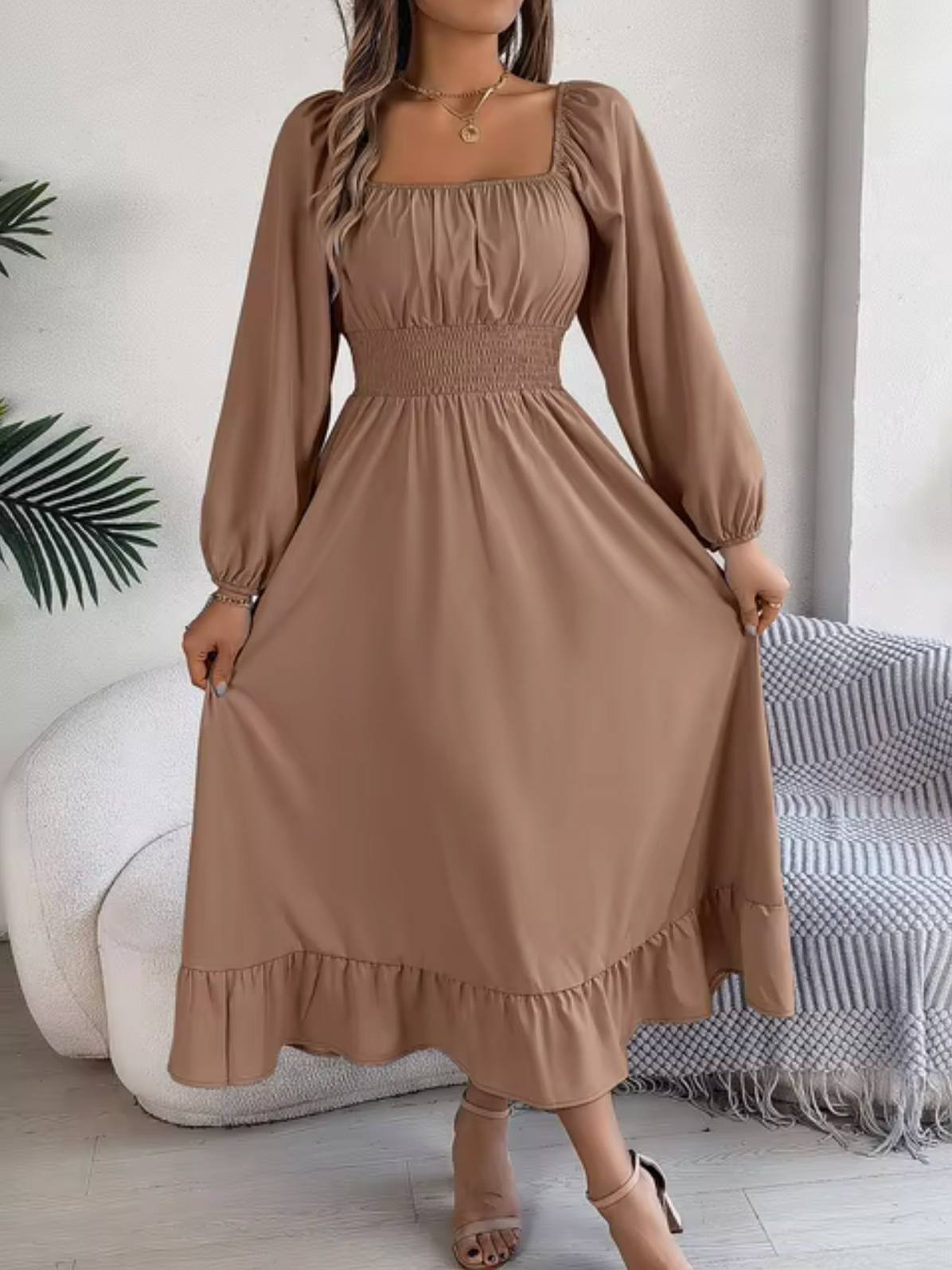 Gaia – Kleid mit hoher Taille und Puffärmeln