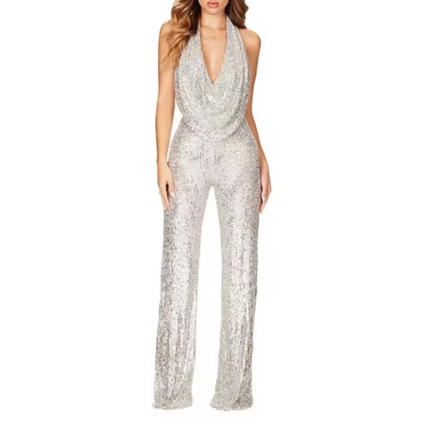 Vicki – Neckholder-Jumpsuit mit Pailletten