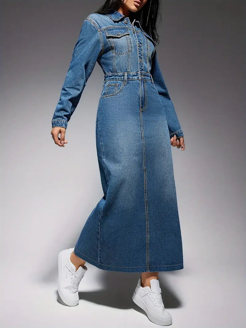 Oona – Langärmliges Maxikleid aus Denim