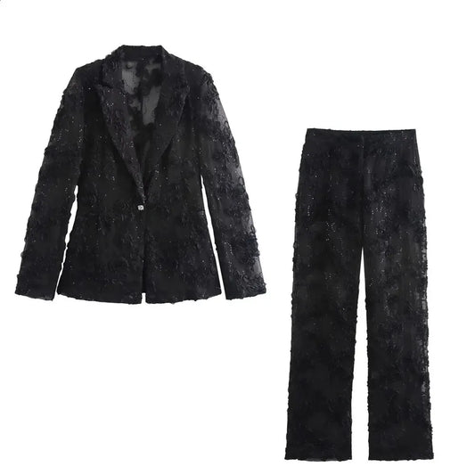 Teodora – Elegantes Blazer- und Hosen-Set mit Pailletten