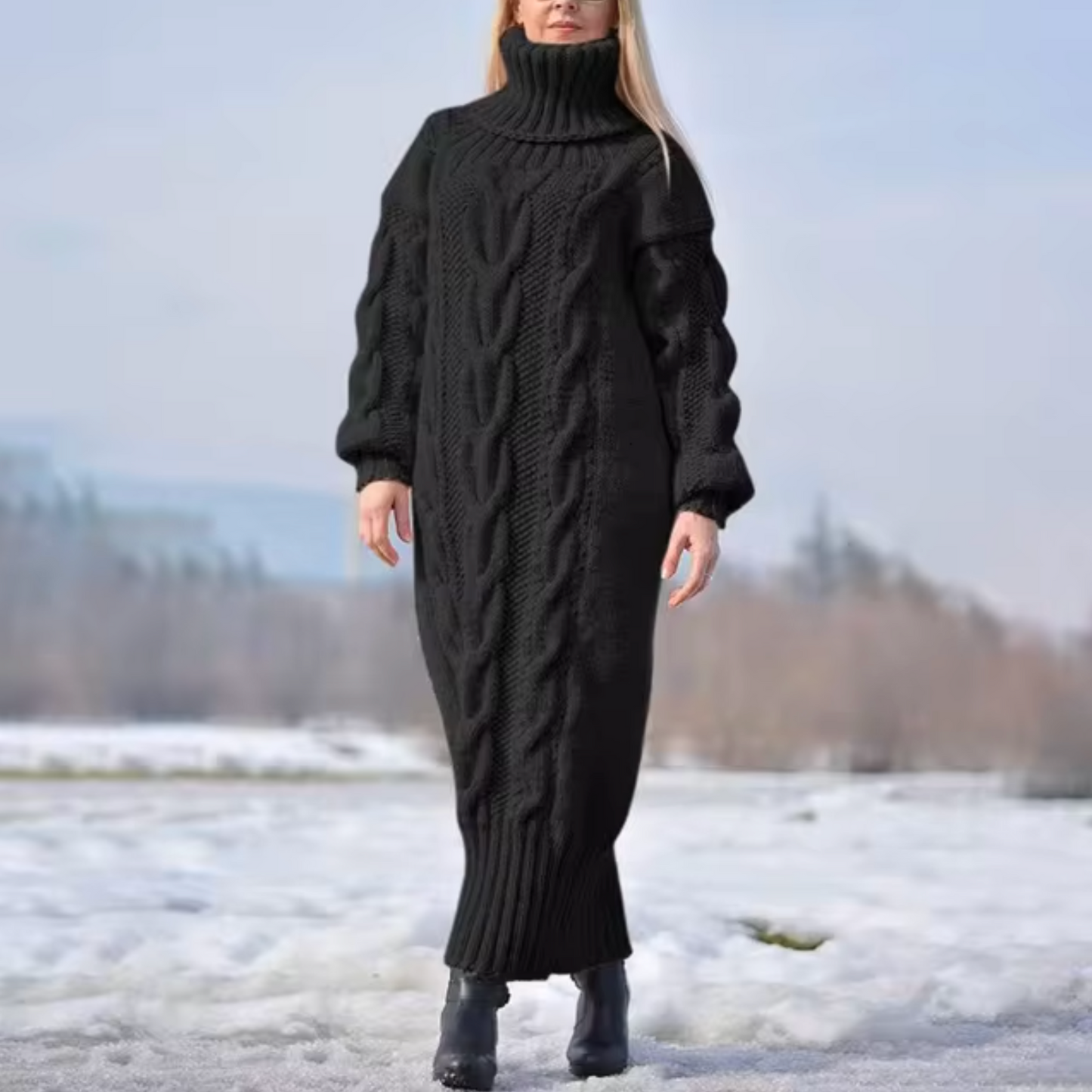 Eulonda – Rollkragenpullover, langes Kleid