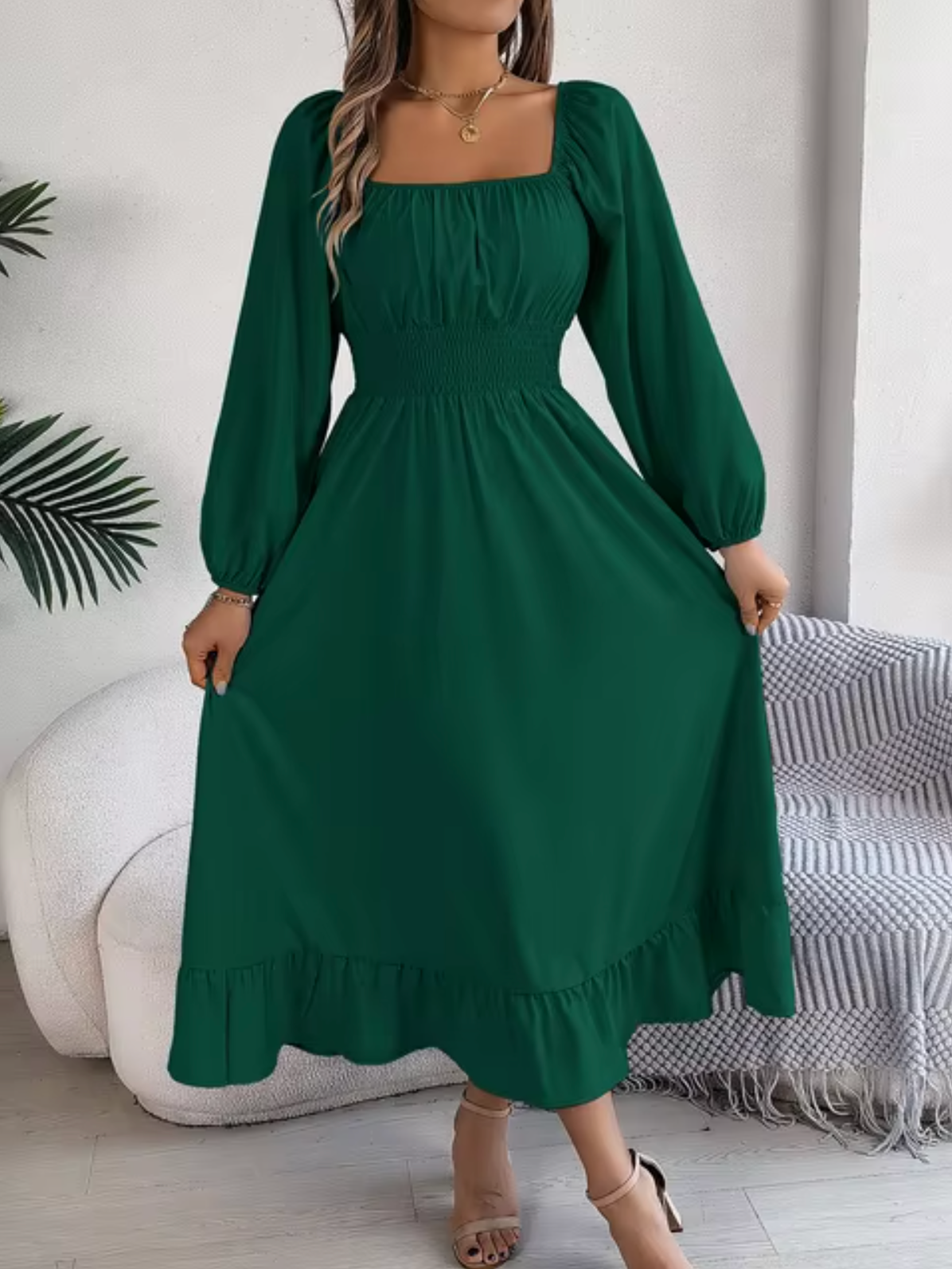 Gaia – Kleid mit hoher Taille und Puffärmeln