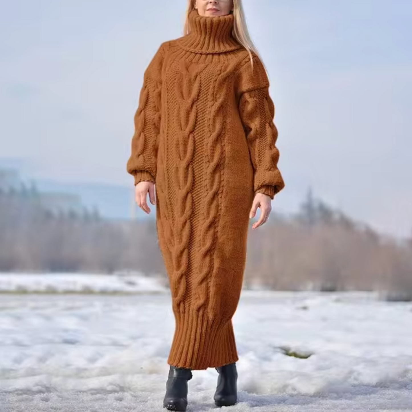 Eulonda – Rollkragenpullover, langes Kleid