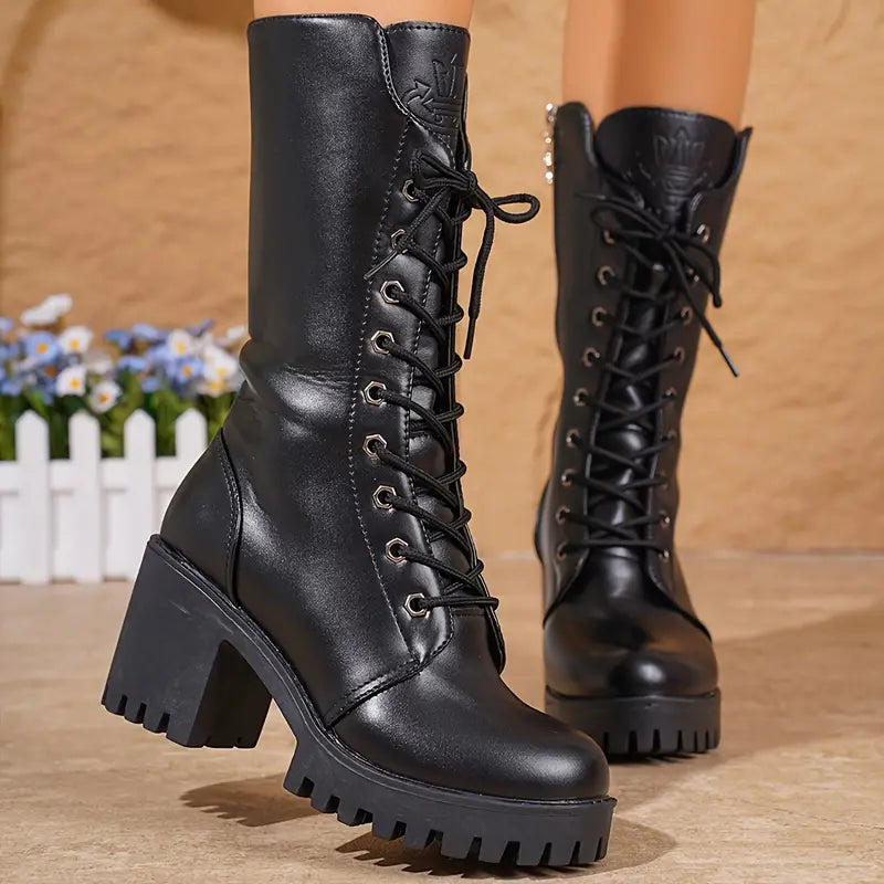 Aimee – Elegante Stiefel mit Blockabsatz und halbhoher Schafthöhe