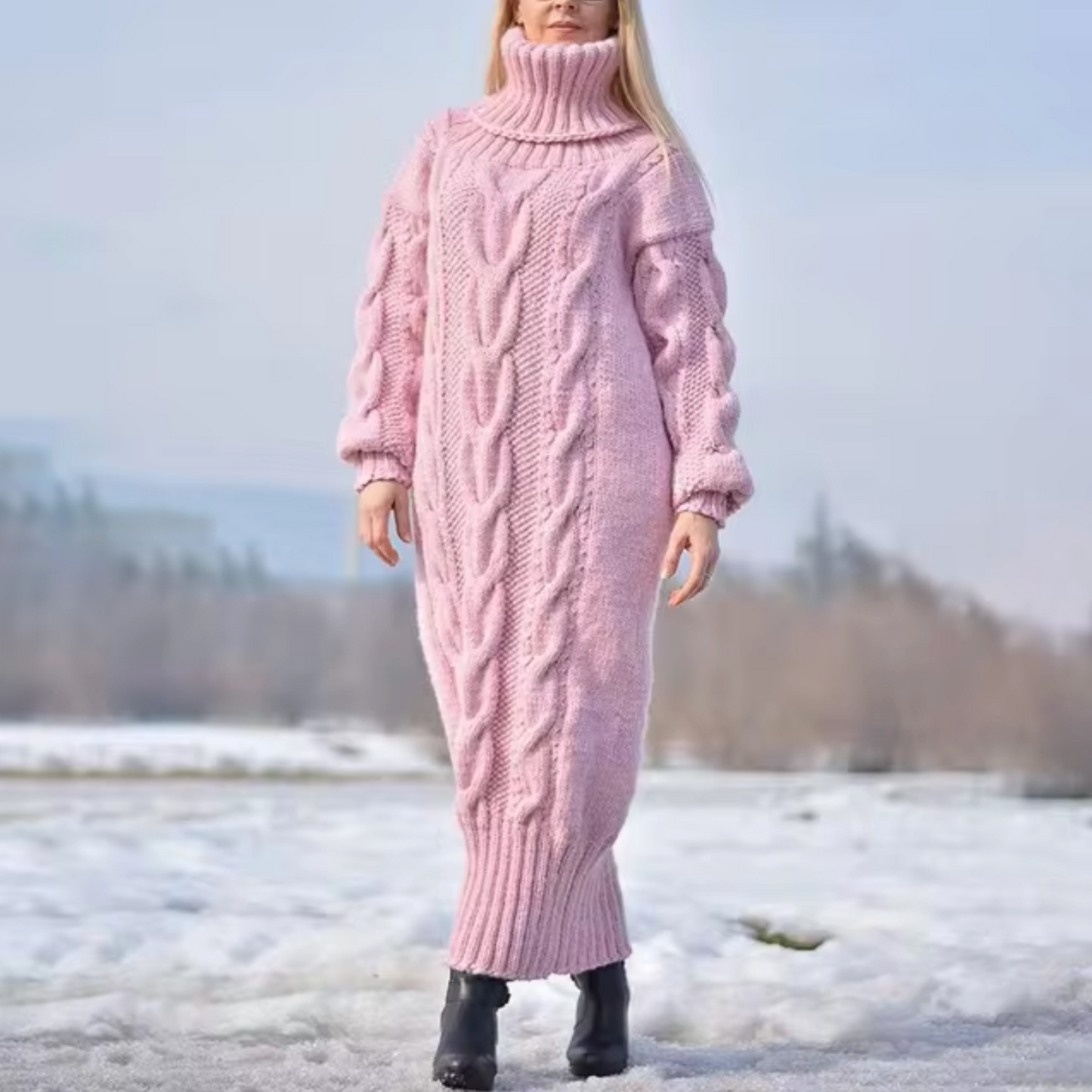 Eulonda – Rollkragenpullover, langes Kleid