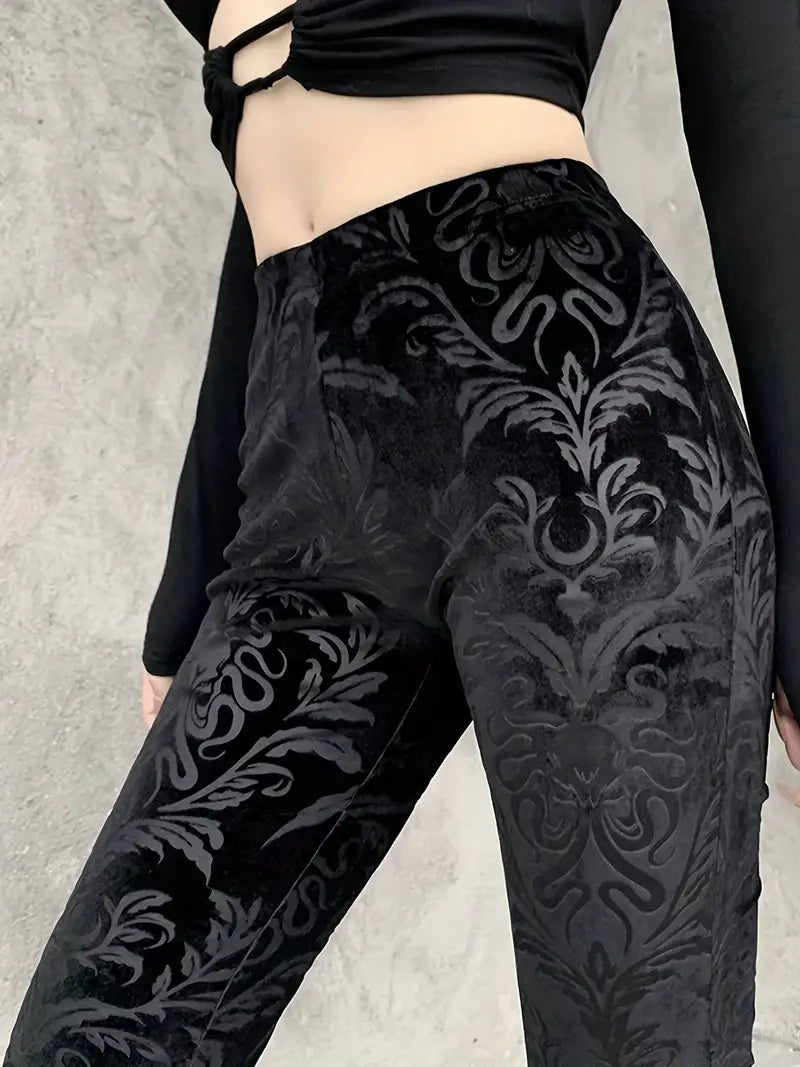 Lynna – Hose mit hoher Taille und Gothic-Print