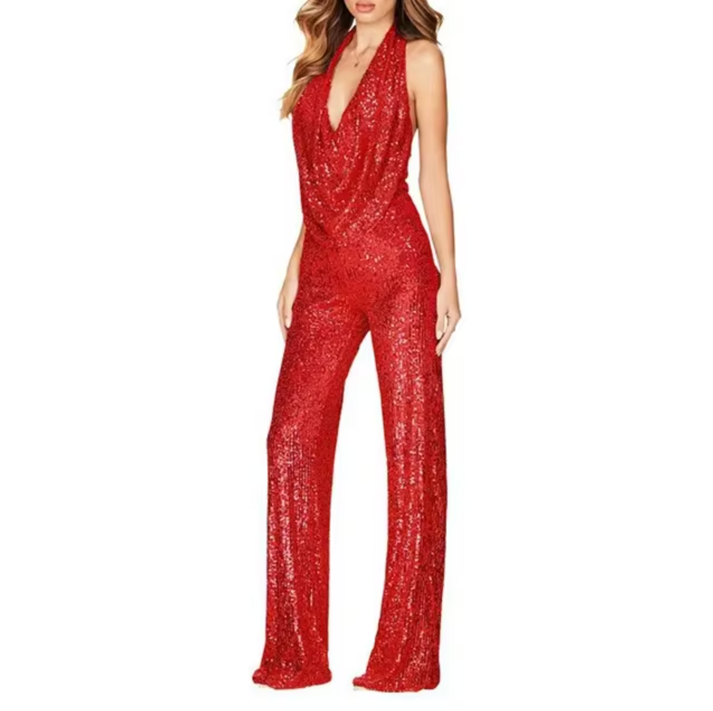 Vicki – Neckholder-Jumpsuit mit Pailletten