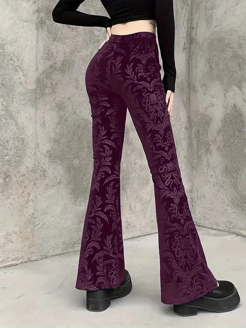 Lynna – Hose mit hoher Taille und Gothic-Print