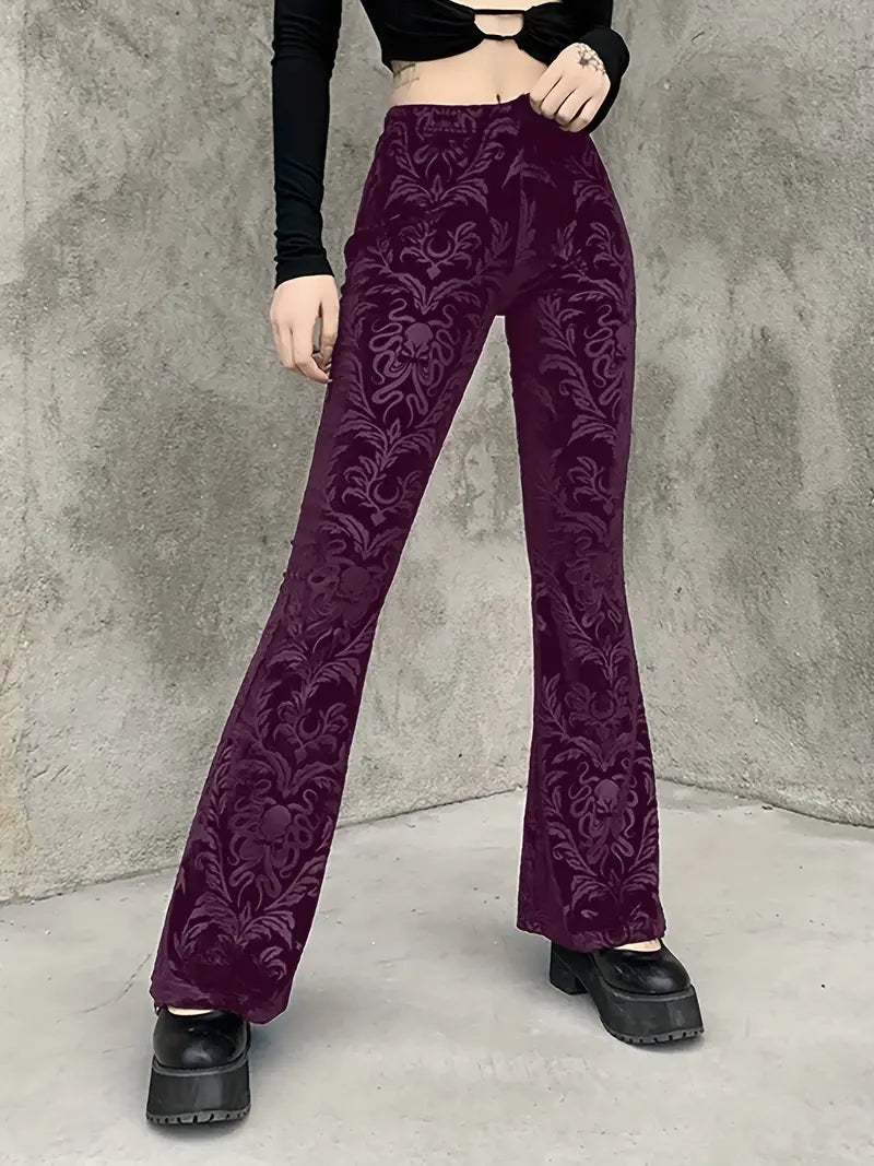 Lynna – Hose mit hoher Taille und Gothic-Print