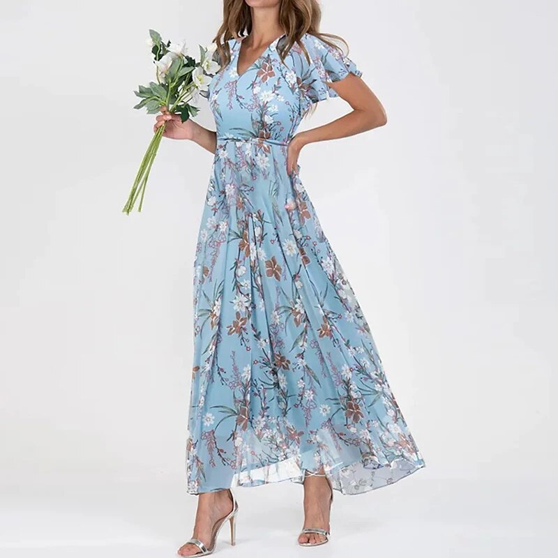 Josephine - Langes Sommerkleid mit Blumenmuster