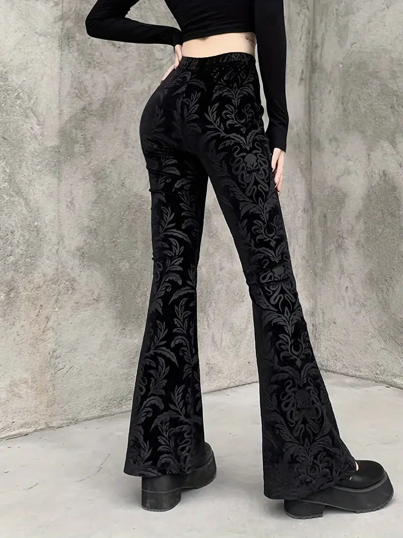 Lynna – Hose mit hoher Taille und Gothic-Print