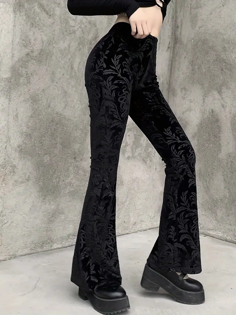 Lynna – Hose mit hoher Taille und Gothic-Print